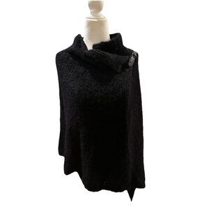 Eileen Fisher Black Italian Yarn Cape Poncho One Size Oversized Cozy Minimalist